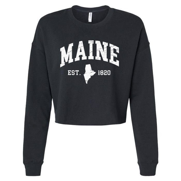 Maine Est. 1820 Distressed Worn Design Classic Cropped Pullover Crew