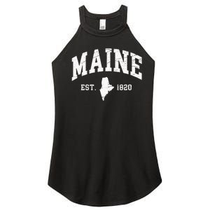 Maine Est. 1820 Distressed Worn Design Classic Women's Perfect Tri Rocker Tank