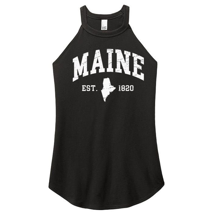 Maine Est. 1820 Distressed Worn Design Classic Women's Perfect Tri Rocker Tank