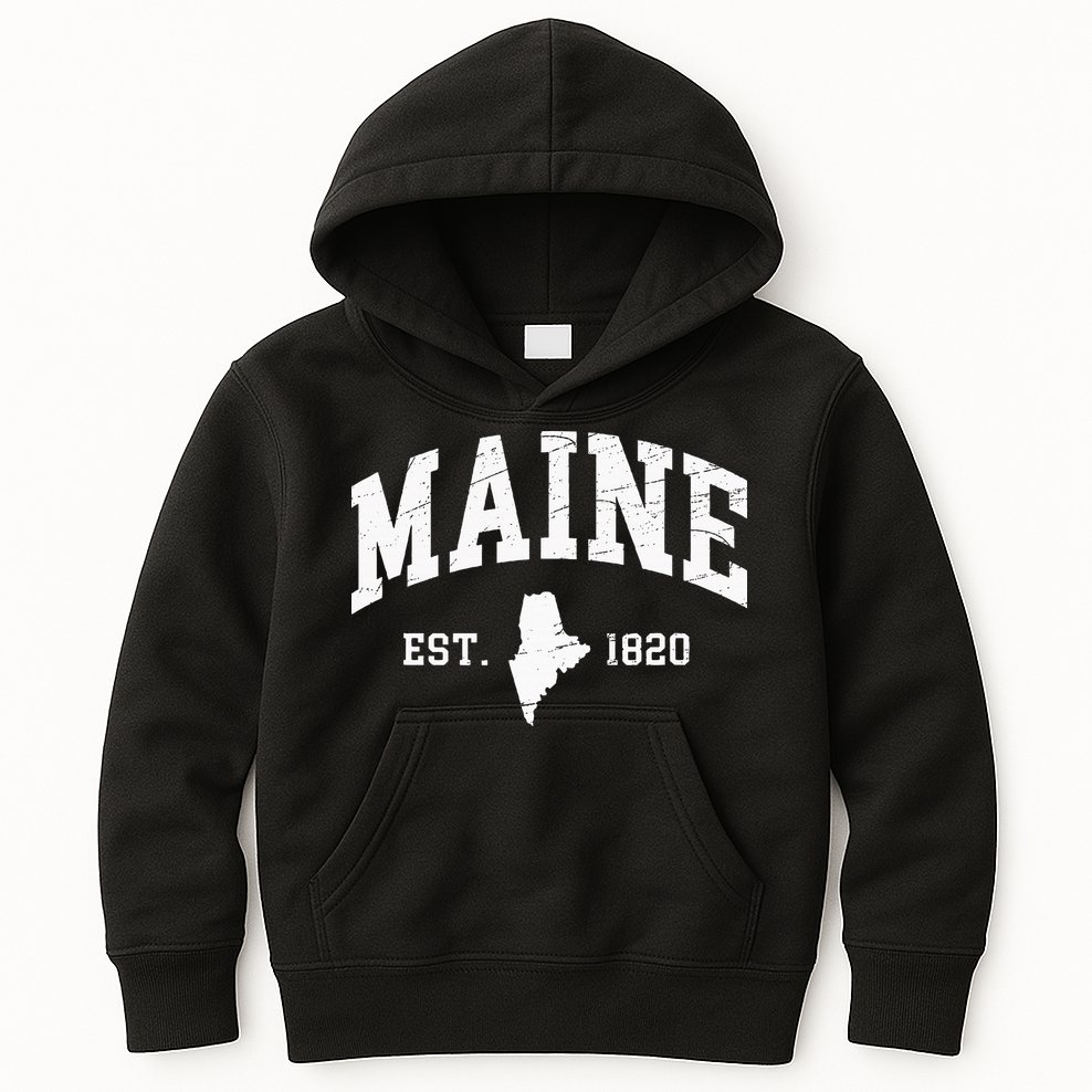 Maine Est. 1820 Distressed Worn Design Classic Kids Hoodie