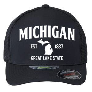 Michigan Est 1837 Great Lake State MI Pride USA Flexfit Unipanel Trucker Cap