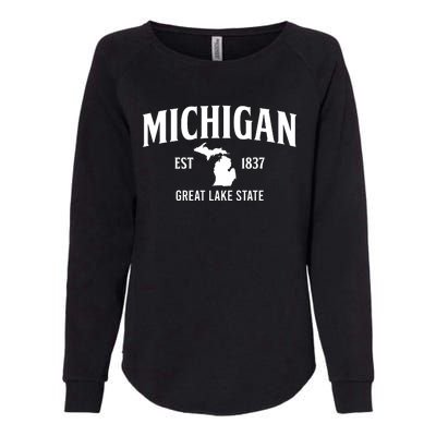 Michigan Est 1837 Great Lake State MI Pride USA Womens California Wash Sweatshirt