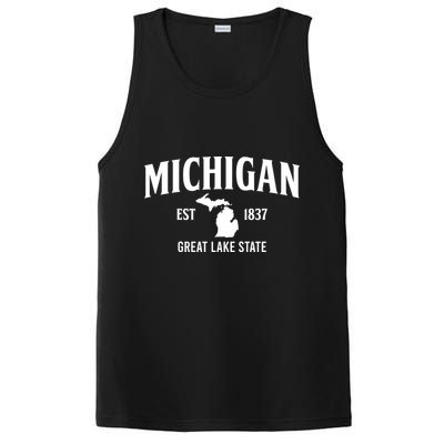 Michigan Est 1837 Great Lake State MI Pride USA PosiCharge Competitor Tank