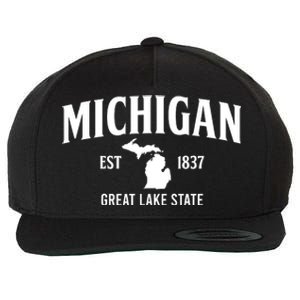 Michigan Est 1837 Great Lake State MI Pride USA Wool Snapback Cap