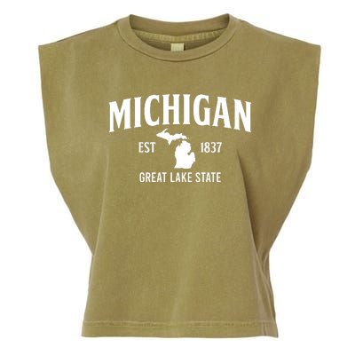 Michigan Est 1837 Great Lake State MI Pride USA Garment-Dyed Women's Muscle Tee