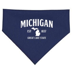 Michigan Est 1837 Great Lake State MI Pride USA USA-Made Doggie Bandana