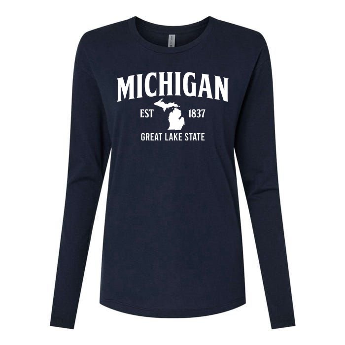 Michigan Est 1837 Great Lake State MI Pride USA Womens Cotton Relaxed Long Sleeve T-Shirt