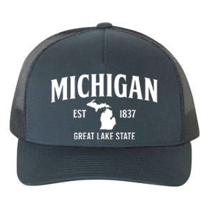 Michigan Est 1837 Great Lake State MI Pride USA Yupoong Adult 5-Panel Trucker Hat