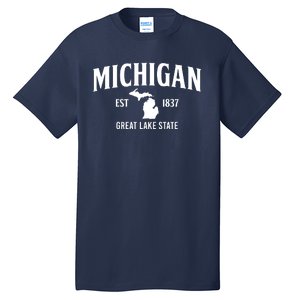 Michigan Est 1837 Great Lake State MI Pride USA Tall T-Shirt