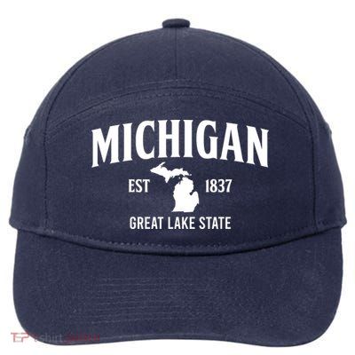 Michigan Est 1837 Great Lake State MI Pride USA 7-Panel Snapback Hat