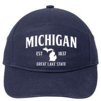 Michigan Est 1837 Great Lake State MI Pride USA 7-Panel Snapback Hat