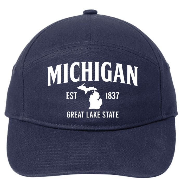 Michigan Est 1837 Great Lake State MI Pride USA 7-Panel Snapback Hat