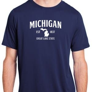 Michigan Est 1837 Great Lake State MI Pride USA Adult ChromaSoft Performance T-Shirt