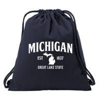 Michigan Est 1837 Great Lake State MI Pride USA Drawstring Bag