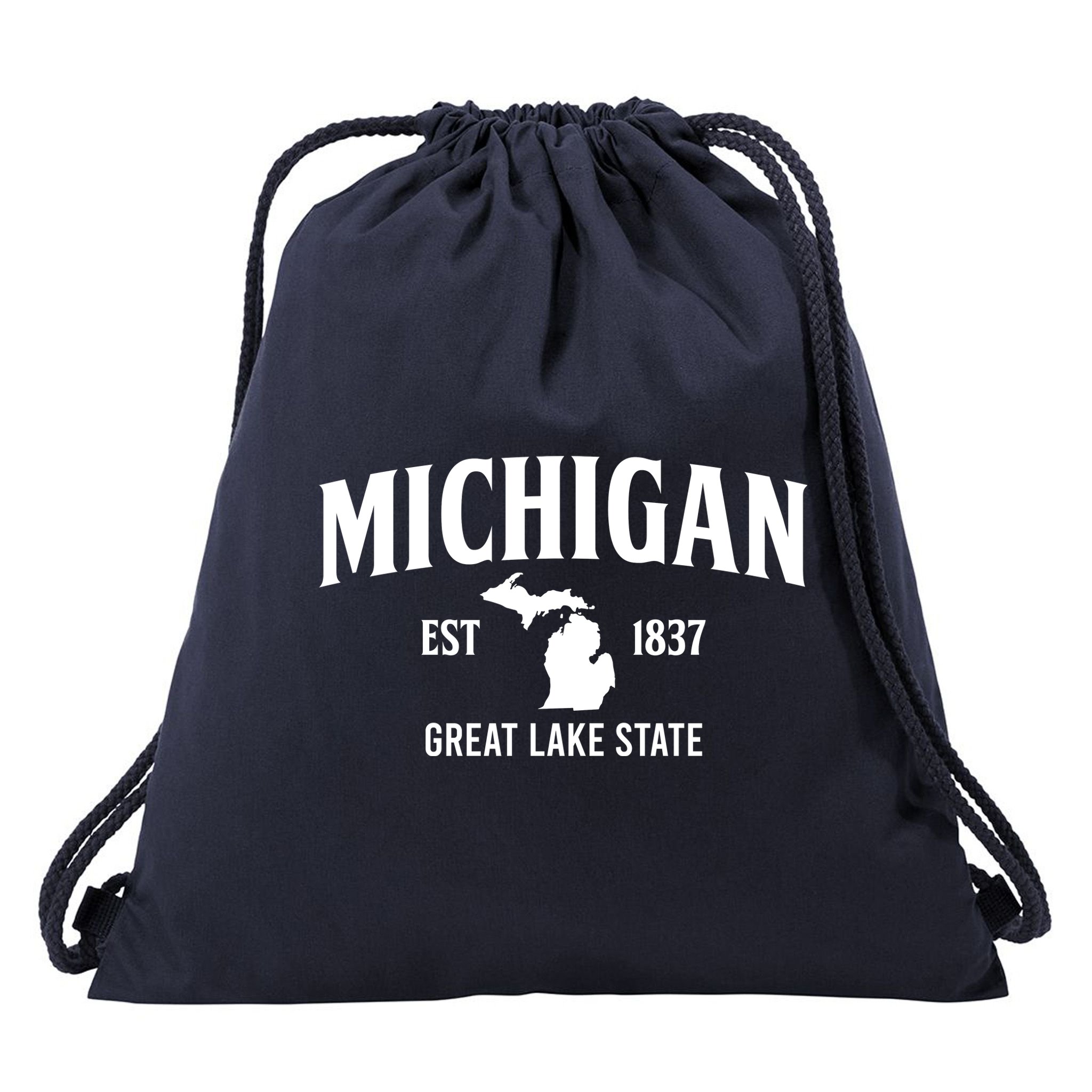 Michigan Est 1837 Great Lake State MI Pride USA Drawstring Bag