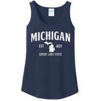 Michigan Est 1837 Great Lake State MI Pride USA Ladies Essential Tank