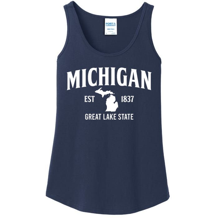 Michigan Est 1837 Great Lake State MI Pride USA Ladies Essential Tank