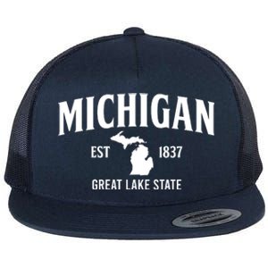 Michigan Est 1837 Great Lake State MI Pride USA Flat Bill Trucker Hat