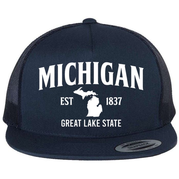 Michigan Est 1837 Great Lake State MI Pride USA Flat Bill Trucker Hat