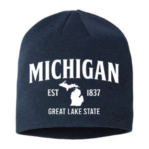 Michigan Est 1837 Great Lake State MI Pride USA Sustainable Beanie