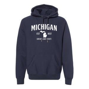 Michigan Est 1837 Great Lake State MI Pride USA Premium Hoodie