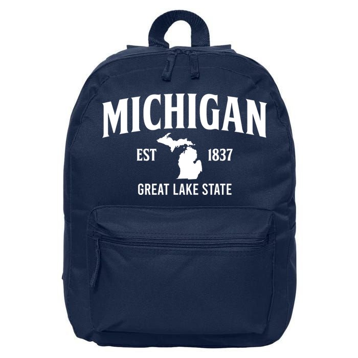 Michigan Est 1837 Great Lake State MI Pride USA 16 in Basic Backpack
