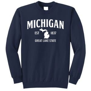 Michigan Est 1837 Great Lake State MI Pride USA Tall Sweatshirt