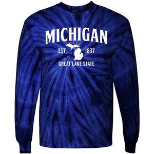 Michigan Est 1837 Great Lake State MI Pride USA Tie-Dye Long Sleeve Shirt