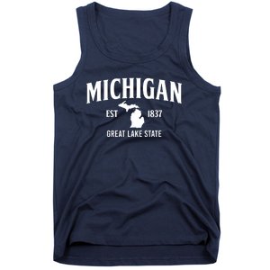 Michigan Est 1837 Great Lake State MI Pride USA Tank Top