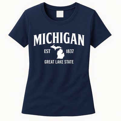 Michigan Est 1837 Great Lake State MI Pride USA Womens T-Shirt