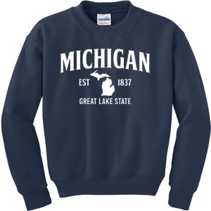 Michigan Est 1837 Great Lake State MI Pride USA Kids Sweatshirt