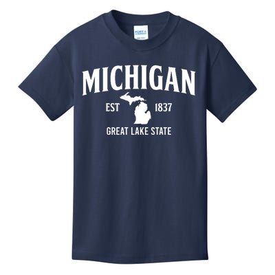 Michigan Est 1837 Great Lake State MI Pride USA Kids T-Shirt