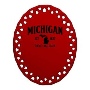 Michigan Est 1837 Great Lake State MI Pride USA Ceramic Oval Ornament