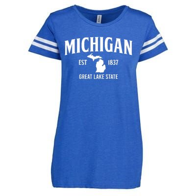 Michigan Est 1837 Great Lake State MI Pride USA Enza Ladies Jersey Football T-Shirt