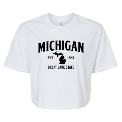 Michigan Est 1837 Great Lake State MI Pride USA Bella+Canvas Jersey Crop Tee