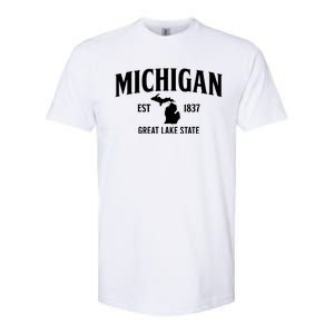 Michigan Est 1837 Great Lake State MI Pride USA Softstyle CVC T-Shirt