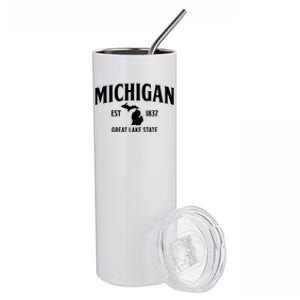 Michigan Est 1837 Great Lake State MI Pride USA Stainless Steel Tumbler