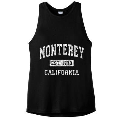 Monterey Est 1770 California Ca Vintage Established Sports Design Ladies PosiCharge Tri-Blend Wicking Tank