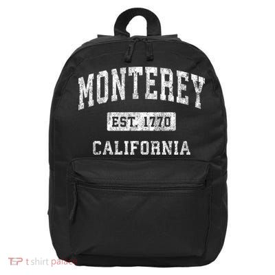 Monterey Est 1770 California Ca Vintage Established Sports Design 16 in Basic Backpack