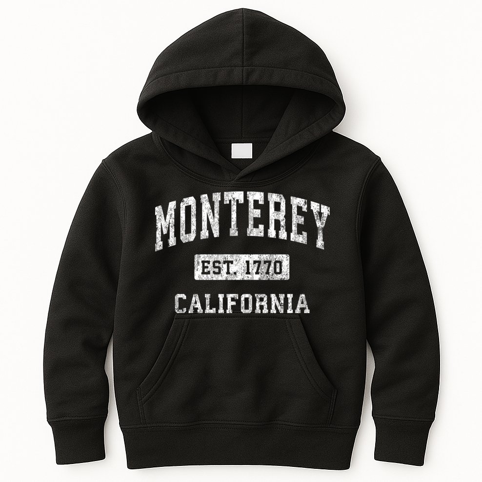 Monterey Est 1770 California Ca Vintage Established Sports Design Kids Hoodie