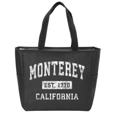 Monterey Est 1770 California Ca Vintage Established Sports Design Zip Tote Bag