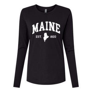 Maine Est 1820 Distressed Worn Design Classic Womens Cotton Relaxed Long Sleeve T-Shirt