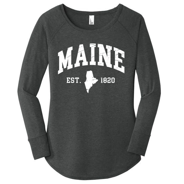 Maine Est 1820 Distressed Worn Design Classic Women's Perfect Tri Tunic Long Sleeve Shirt