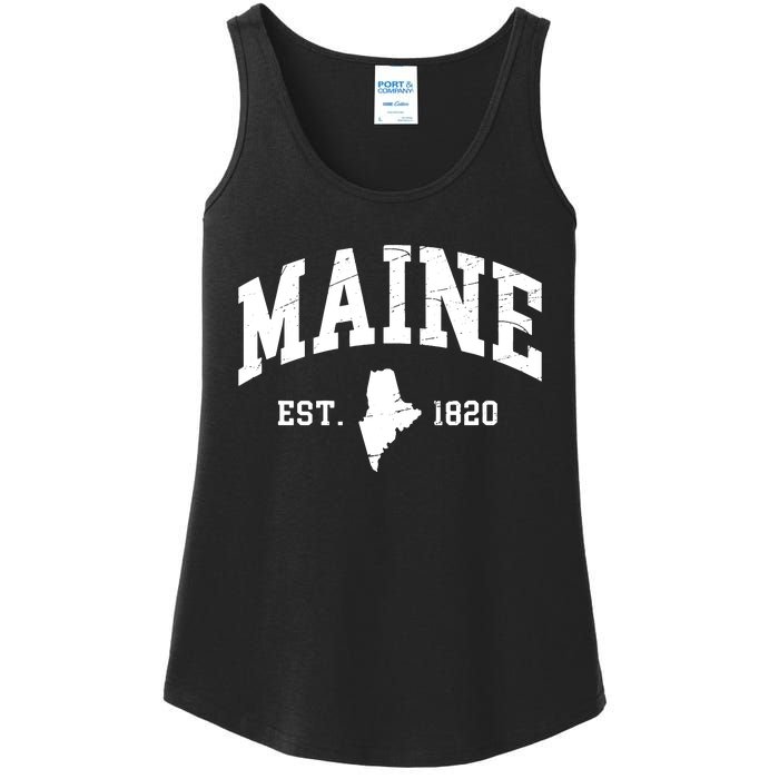 Maine Est 1820 Distressed Worn Design Classic Ladies Essential Tank