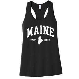 Maine Est 1820 Distressed Worn Design Classic Women's Racerback Tank