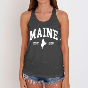 Maine Est 1820 Distressed Worn Design Classic Women's Knotted Racerback Tank