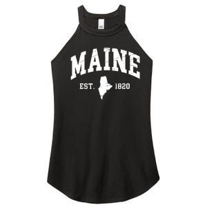 Maine Est 1820 Distressed Worn Design Classic Women's Perfect Tri Rocker Tank