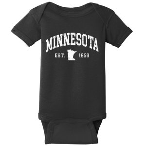 Minnesota Est. 1858 Distressed Worn Design Classic Baby Bodysuit