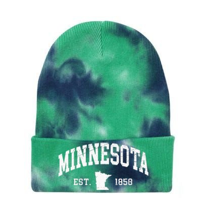 Minnesota Est. 1858 Distressed Worn Design Classic Tie Dye 12in Knit Beanie