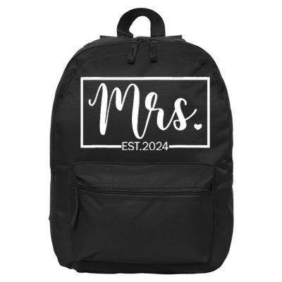 Mrs. Est. 2024 Just Married Wedding Wife Mr & Mrs Gifts 16 in Basic Backpack